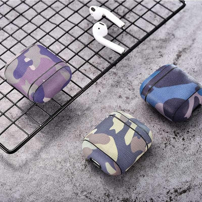 Camouflage Leather Earphone Case For Apple Airpods Airpod Accessories Dust-proof Protective Cover Bluetooth Headphone Case Decor